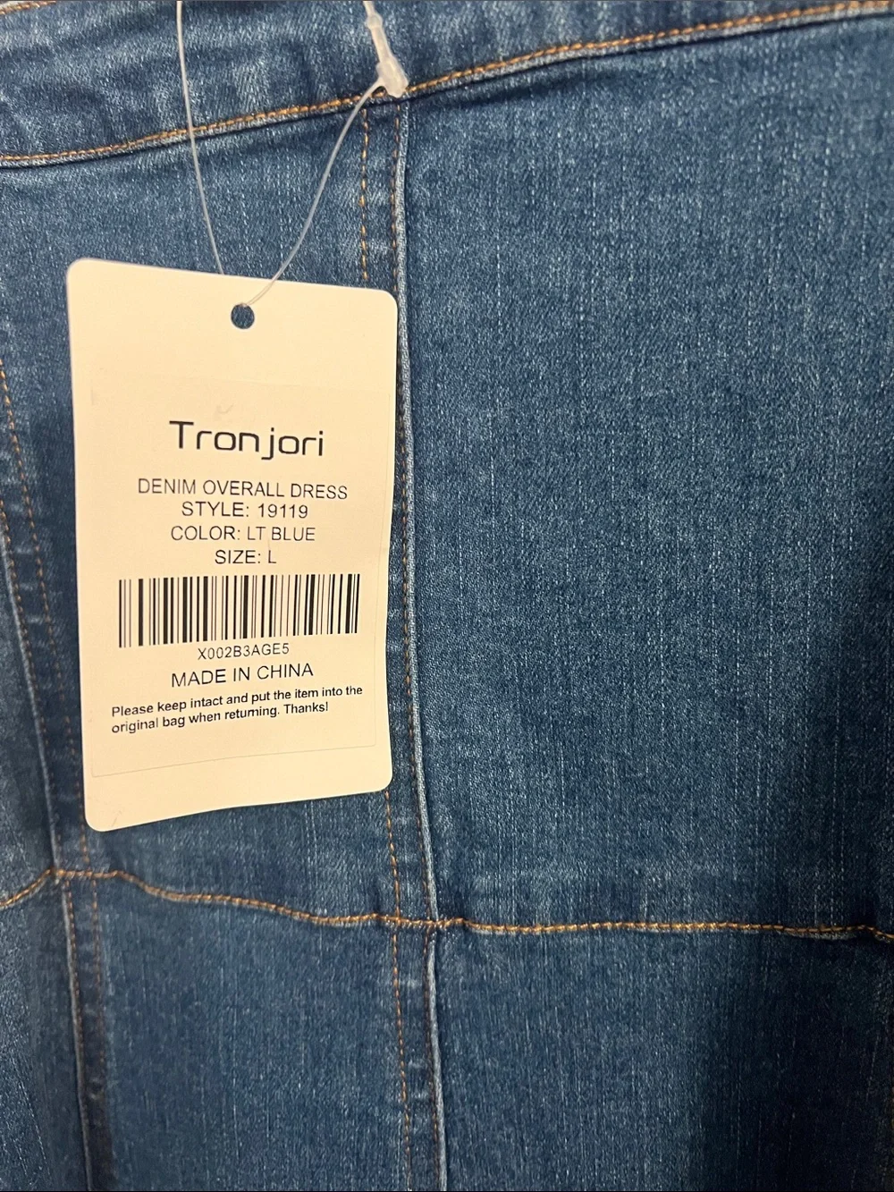 Denim Button-Front Pinafore Dress - Blue